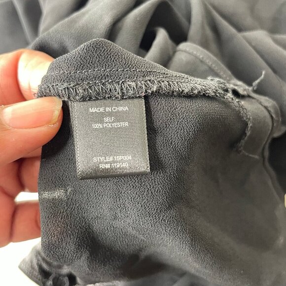 Double Zero Lace Faux Leather Floral Back/ Triple Snap Sleeve Tunic Blouse Med - Picture 9 of 9